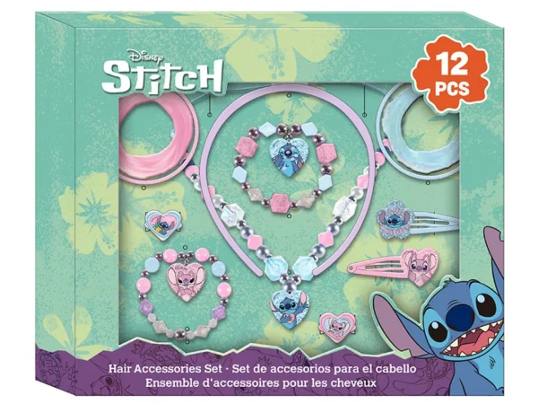 Σετ Αξεσουάρ Μαλλιών Disney Stitch & Angel – 12 Τμχ