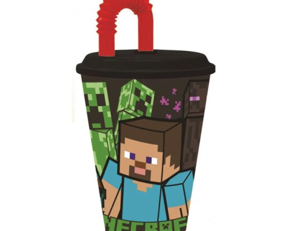Minecraft Παιδικό Κύπελλο με Καλαμάκι & Καπάκι 430ml