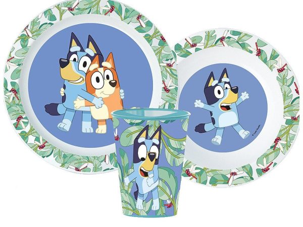 Σετ φαγητού Bluey Leaves, micro πλαστικό σετ, με ποτήρι 260 ml