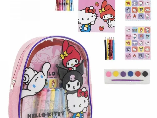 Τσάντα Πλάτης HELLO KITTY KUROMI 23εκ με Είδη Ζωγραφικής