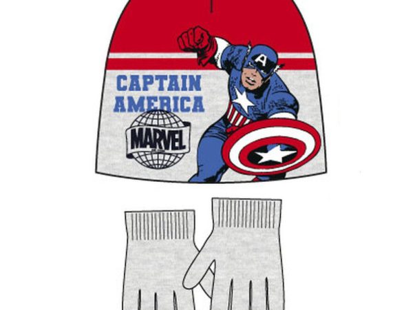 Σετ παιδικού σκούφου + γαντιού Avengers Captain America 52 εκ.