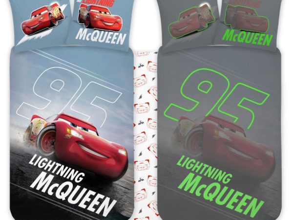Παιδικό σετ κρεβατιού Disney Cars λάμπει στο σκοτάδι για νηπιαγωγείο, 100x135cm, 40x60cm