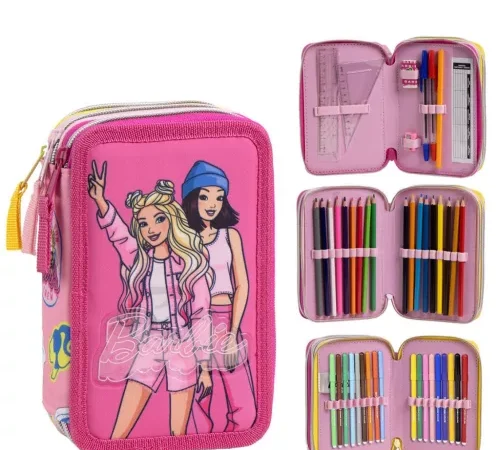 Barbie Τριπλή Κασετίνα Γεμάτη με Μαρκαδόρους & Μολύβια GIOTTO