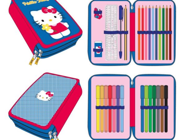 Κασετίνα μολυβιών Hello Kitty Blue με γέμιση 2 στρώσεων