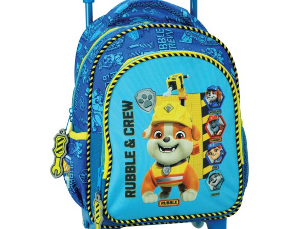 Paw Patrol Rubble & Crew rolling backpack νηπιαγωγείου, τσάντα 30 cm