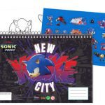 Sonic the Hedgehog Get Me A/4 Σπιράλ Μπλοκ Ζωγραφικής με 40 Φύλλα και Αυτοκόλλητα