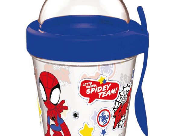 Κύπελλο Spidey με θήκη για σνακ, καπάκι και κουτάλι 350 ml