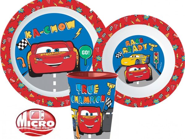 Σετ φαγητού Disney Cars, micro πλαστικό σετ, φλιτζάνι 260 ml