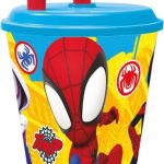 Πλαστικό ποτήρι Spidey με καλαμάκι, 430 ml