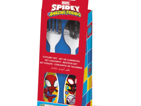 Σετ μεταλλικών μαχαιροπήρουνων Spiderman Spidey Friends - 2 τεμάχια