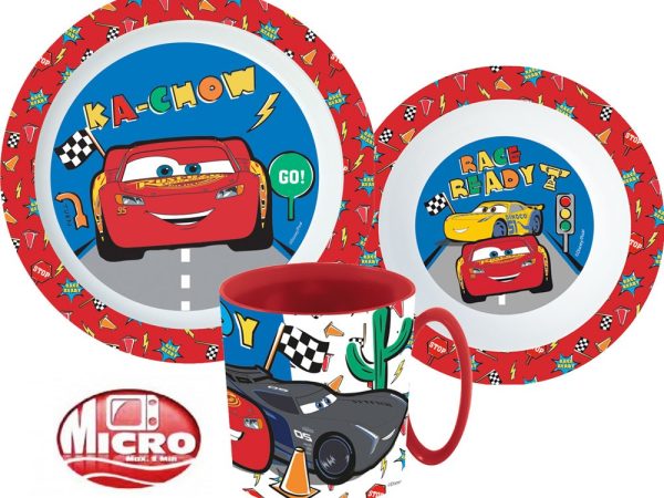 Σετ δείπνου Disney Cars, micro πλαστικό σετ με κούπα 350 ml
