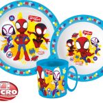 Σετ δείπνου Spiderman, πλαστικό σετ μικροκυμάτων με κούπα 350 ml