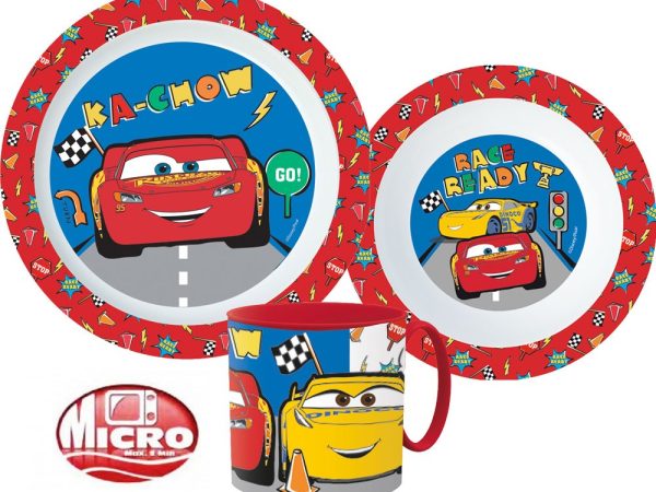 Σετ επιτραπέζιων σκευών Disney Cars, micro πλαστικό σετ με κύπελλο 265 ml