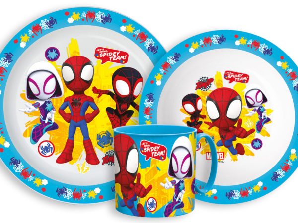 Σετ δείπνου Spiderman Spidey, micro πλαστικό σετ με κούπα 265 ml