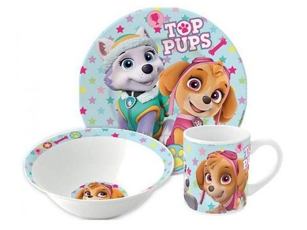 Σετ φαγητού από πορσελάνη Paw Patrol Girl Stars σε κουτί δώρου