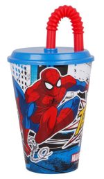 Ποτήρι Spiderman Streets Straw, Πλαστικό 430 ml