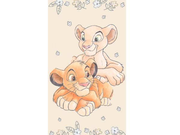 Πετσέτα μπάνιου Disney The Lion King Simba & Nala, Πετσέτα θαλάσσης κίτρινη 70*140cm