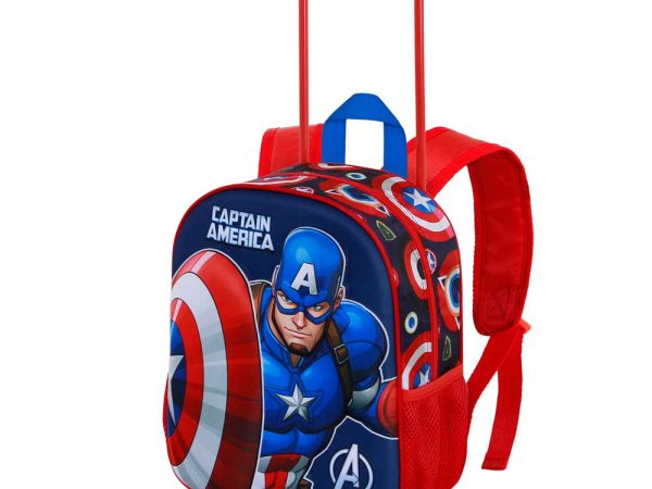 Captain America μικρό 3D Backpack νηπιαγωγείου με ρόδες