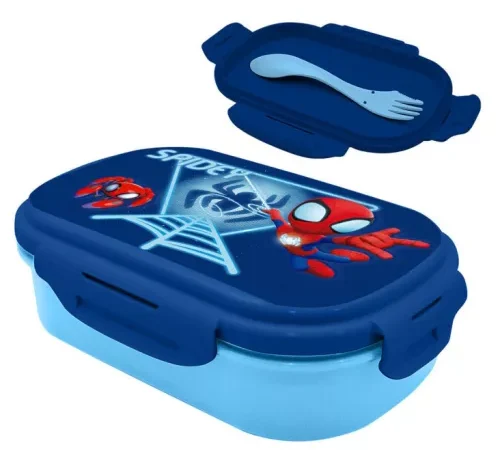 Spiderman Sandwich Box με Μαχαιροπίρουνα – Παιδικό κουτί φαγητού