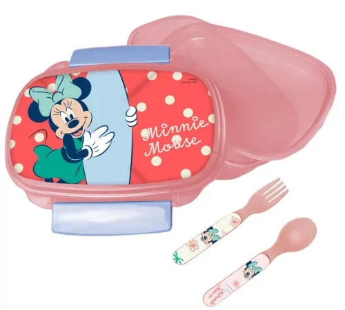 Disney Minnie Sandwich Box + Σετ Μαχαιροπίρουνα