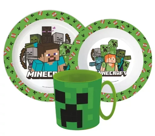 Minecraft Παιδικό Σετ Φαγητού με Κούπα