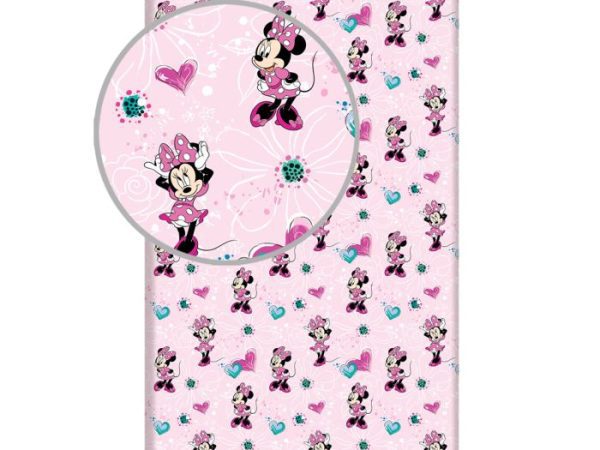 Minnie Mouse Σεντόνι με Λάστιχο – Λουλούδια | 100% Βαμβάκι