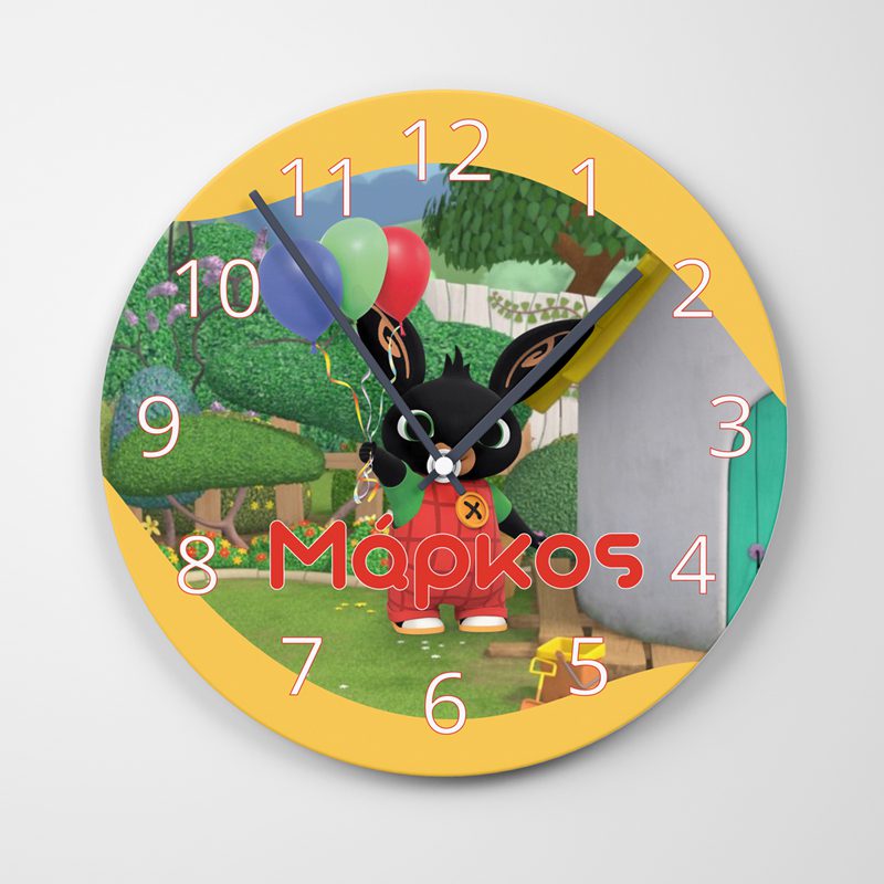 Smarty Mockup Προσωποποιημένο Ξύλινο Ρολόι Τοίχου Bing με Όνομα – 26×26cm - Image 1