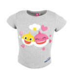 Παιδικό κοντό μπλουζάκι για κορίτσι Baby Shark Fun, πάνω μέρος 92 εκ.