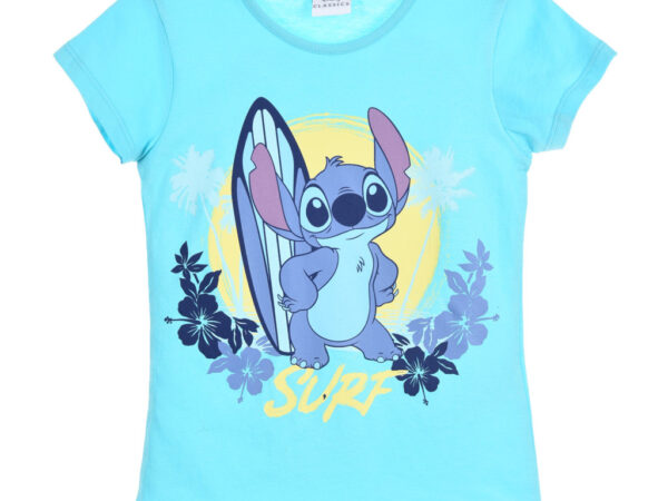 Παιδικό κοντό μπλουζάκι Disney Lilo and Stitch Surf, τοπ για 6 ετών
