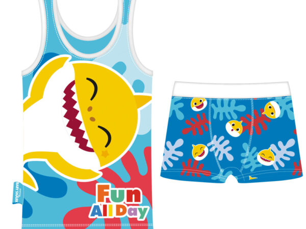 Σετ αμάνικο μπλουζάκι + μποξεράκι Baby Shark Fun Day, κοντή πιτζάμα 2-7 ετών