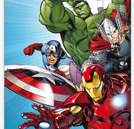 Κουβέρτα φλις Avengers ανοιχτό μπλε 100x140εκ.