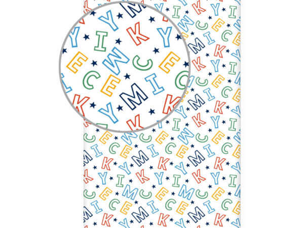 Σεντόνι με λάστιχο Disney Mickey Letters 90x200 εκ.