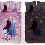 Παπλωματοθήκη για νήπια Disney Frozen Purple που φωσφορίζει στο σκοτάδι 100x135cm, 40x60cm