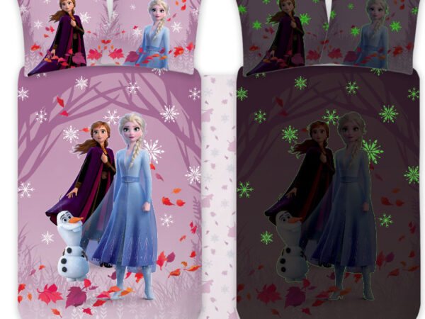 Παπλωματοθήκη για νήπια Disney Frozen Purple που φωσφορίζει στο σκοτάδι 100x135cm, 40x60cm