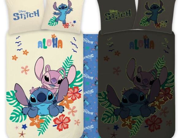 Σετ παιδικών κλινοσκεπασμάτων Disney Lilo and Stitch Aloha που φωσφορίζει στο σκοτάδι 100x135cm, 40x60cm