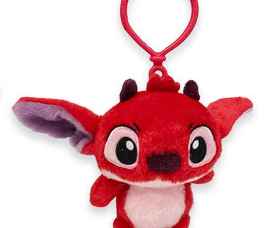 Disney Λίλο και Στιτς Ροζ Κόκκινη 3D λούτρινη φιγούρα με κρεμάστρα, τσάντα γούρι 12 εκ.