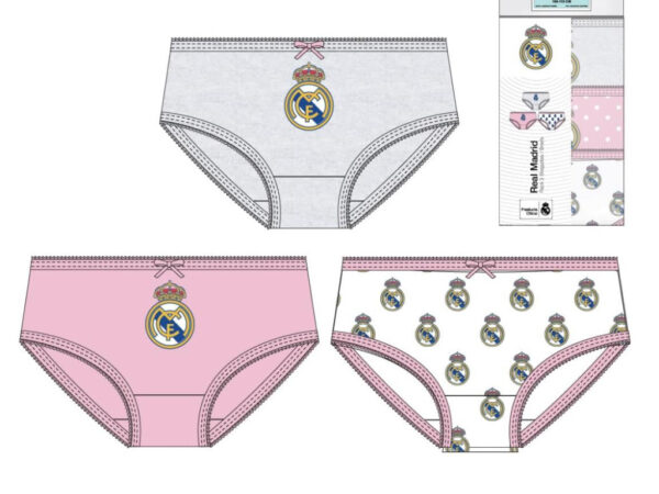 Παιδικά εσώρουχα Real Madrid Pink 3 τεμάχια/συσκευασία 2 - 8 ετών / 92 - 128 εκ.