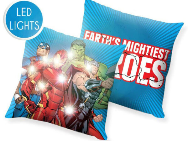 Μαξιλάρι με φωτισμό LED Avengers, διακοσμητικό μαξιλάρι 40x40 εκ.