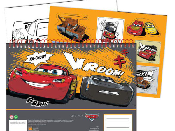 Μπλοκ σχεδίασης Disney Cars Vroom A/4 με σπιράλ και 40 σελίδες και αυτοκόλλητα