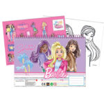 Μπλοκ σχεδίασης Barbie Paints A/4 σε σχήμα σπιράλ με 40 σελίδες και αυτοκόλλητα