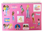 Μπλοκ σχεδίασης Barbie Paints A/4 σε σχήμα σπιράλ με 40 σελίδες και αυτοκόλλητα - Image 3