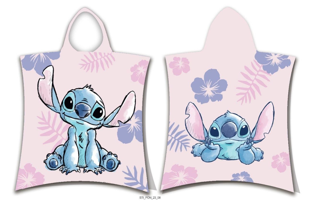 JFK037140 Πόντσο πετσέτας θαλάσσης Disney Lilo and Stitch Pink 50x115 εκ. - Image 1