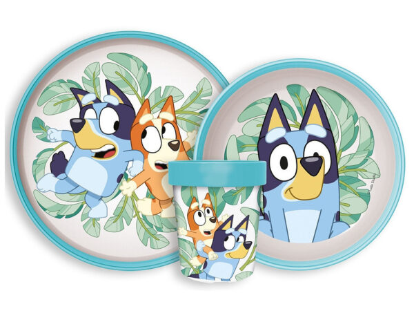 Σετ τραπεζαρίας Bluey Tropical αντιολισθητικό, σετ από μικροπλαστικό