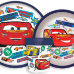 Σετ φαγητού Disney Cars Stickers Go αντιολισθητικό, σετ από μικροπλαστικό