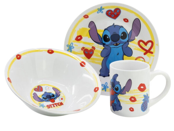 Σετ φαγητού από πορσελάνη Disney Lilo and Stitch Heart σε κουτί δώρου με σχέδιο καρδιάς και σχέδιο σε κουτί δώρου.