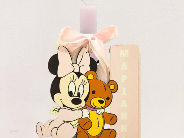 Πασχαλινή Αρωματική Λαμπάδα Baby Minnie με ταμπελάκι το όνομα του παιδιού