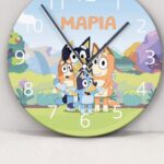 Ξύλινο Ρολόι Τοίχου Bluey με Όνομα