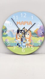 Ξύλινο Ρολόι Τοίχου Bluey με Όνομα