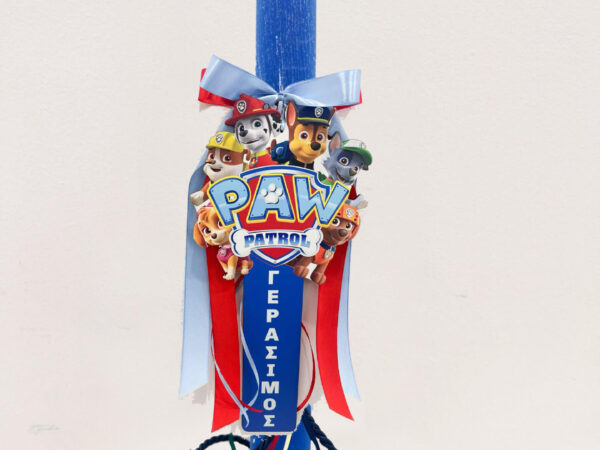 Πασχαλινή Αρωματική Λαμπάδα Paw Patrol με Κρεμαστό Ξύλινο Ταμπελάκι με όνομα