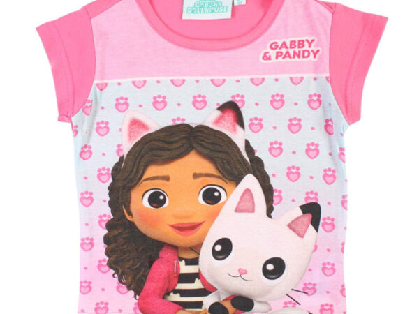 Παιδικό κοντό μπλουζάκι Gabby's Dollhouse Pandy Pink, από 3 ετών